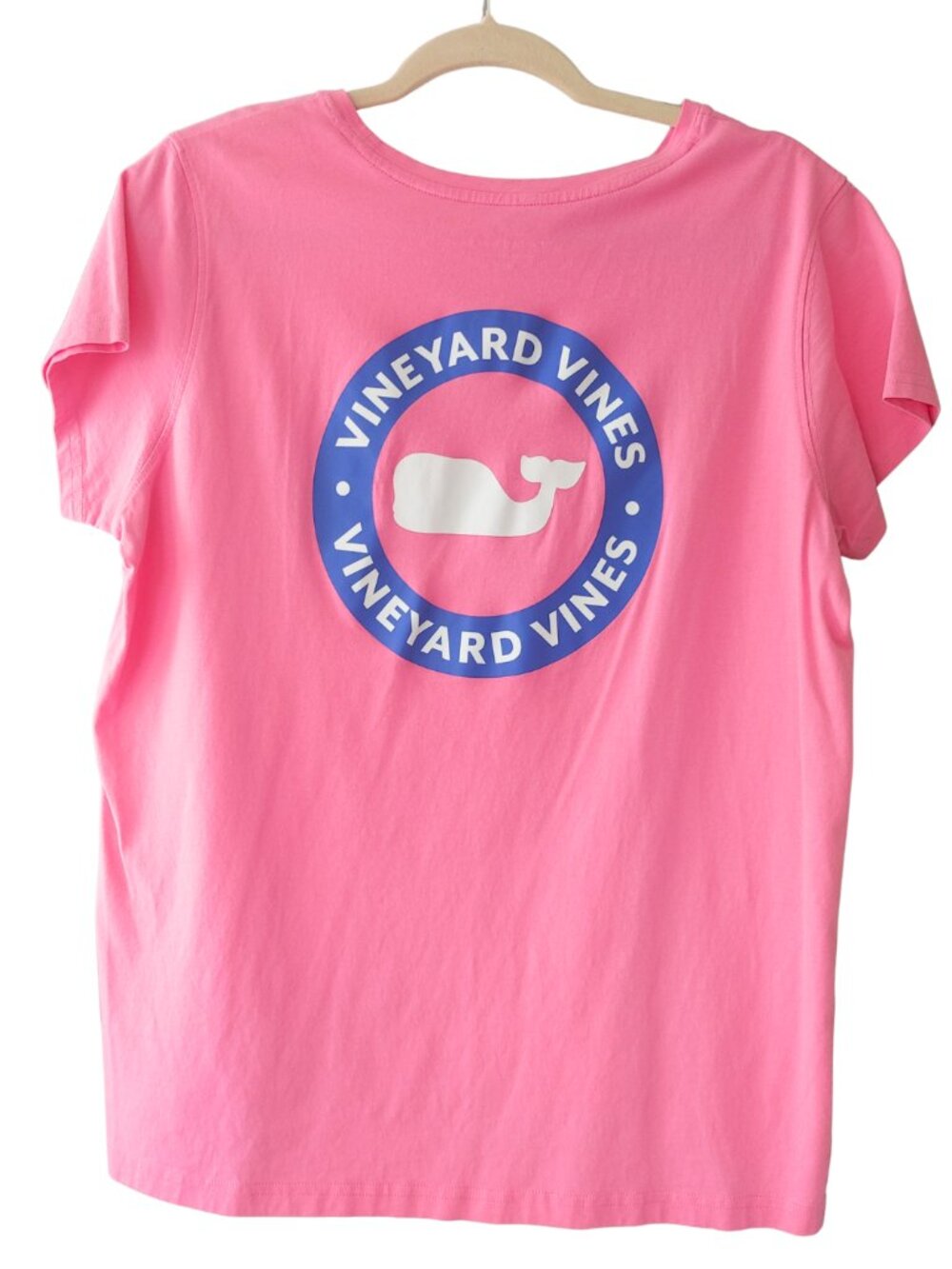 VINEYARD VINES Light Pink Oversized Whale Logo Pocket Tee - Size Medium